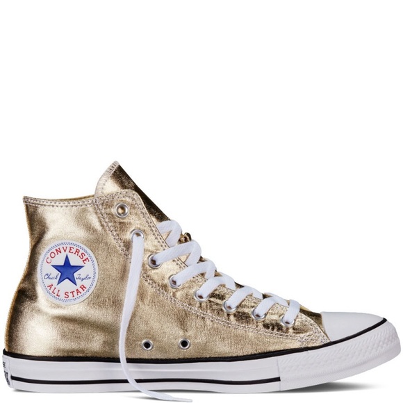 gold high top converse